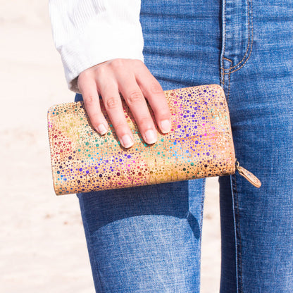 Colorful Printed Cork Women's Long Zipper Wristlet Wallet  BAG-2060