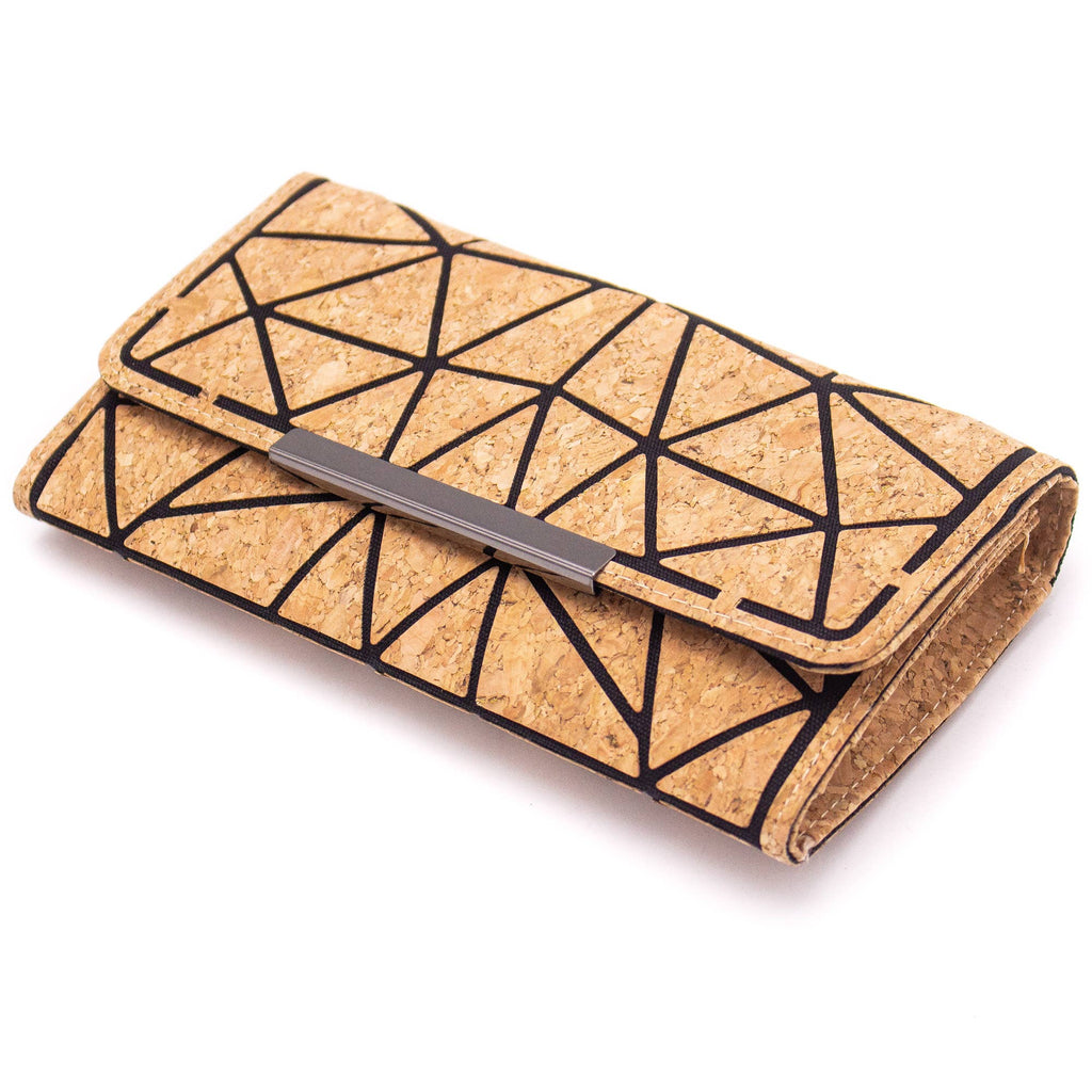 Trifold Geometric Vegan Cork Wallet BAG-2061 fold