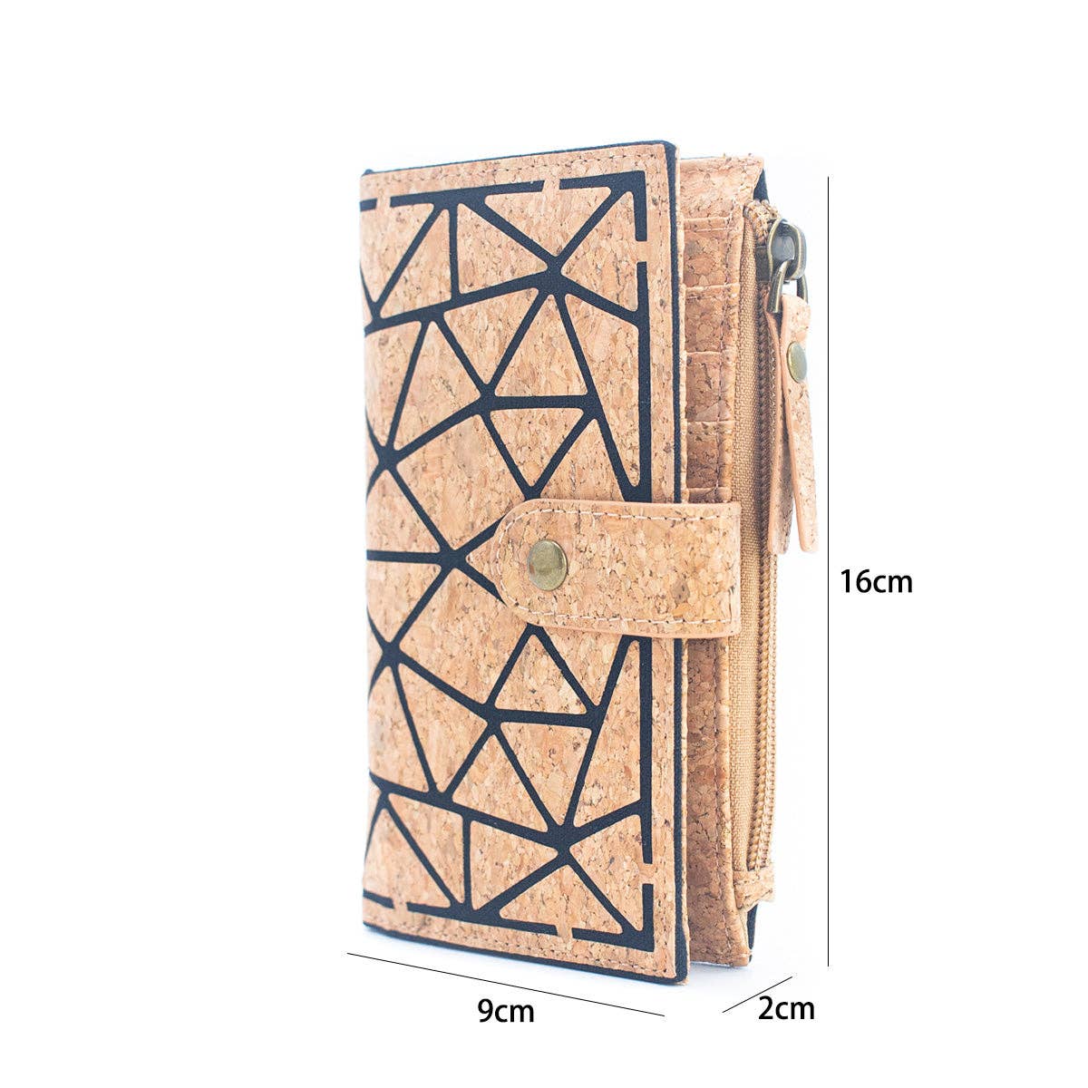 Geometric shape all cork material Ladies Buckle Card Holder Wallet Purse BAG-2244
