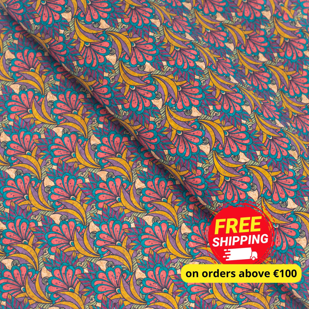Colorful Butterfly Pattern Cork Fabric COF-276-A