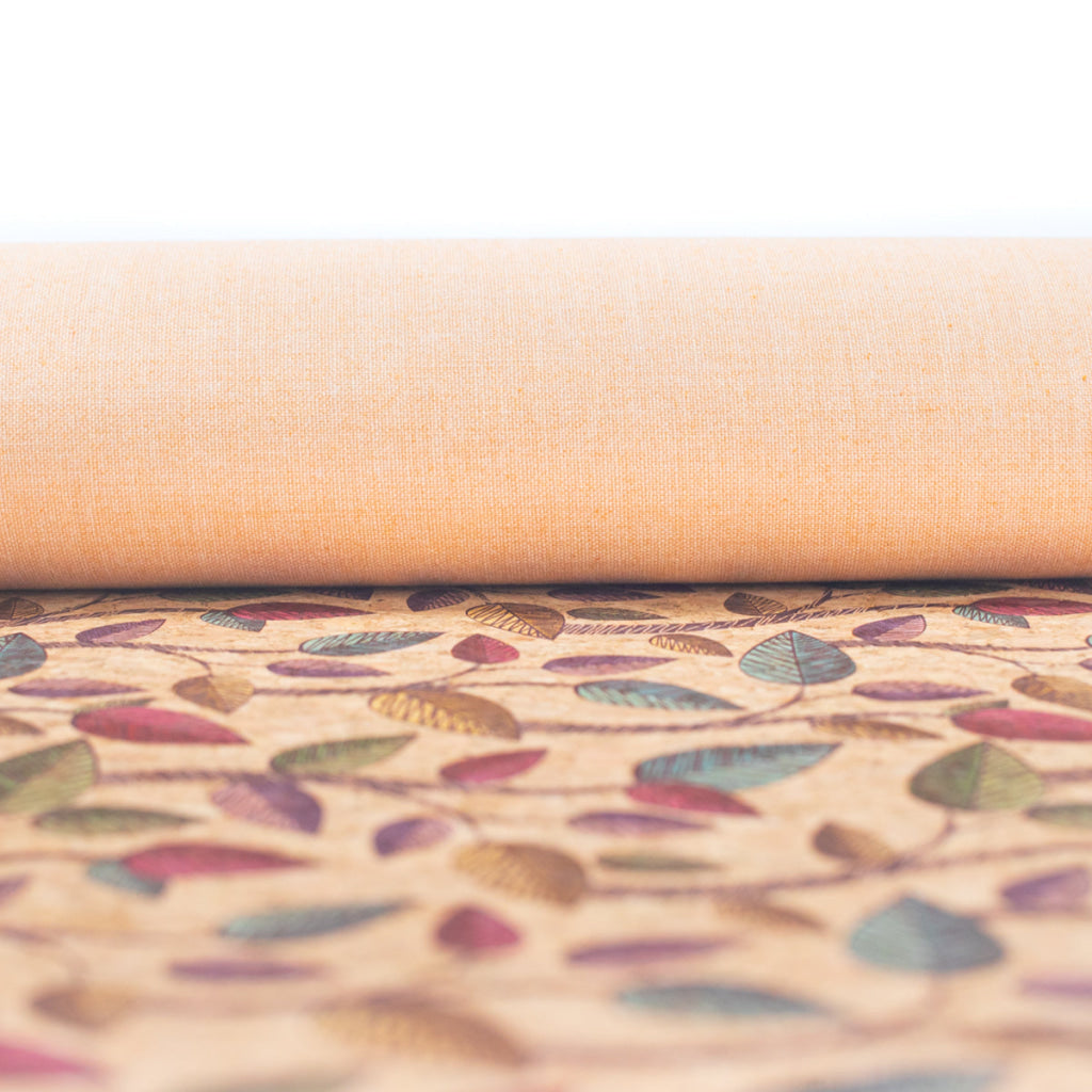 Colorful Leaves Natural Cork Fabric COF-204-A