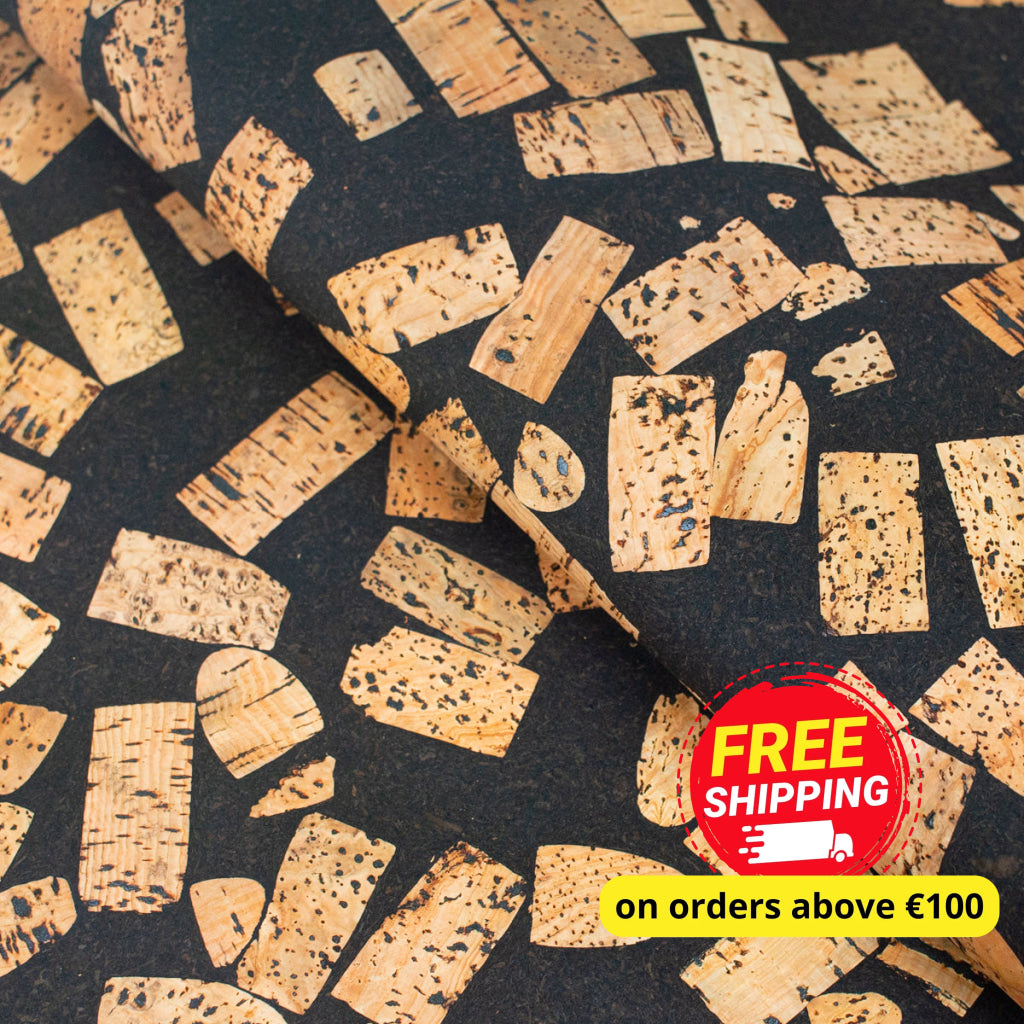 Cork Fabric Blended with Coffee Beans - Natural Cork Material COF-364-B