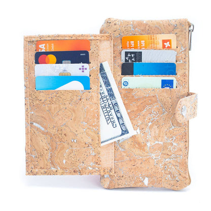 Gold and silver cork Slim card snap long wallet BAG-2234