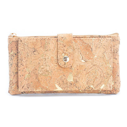 Gold and silver cork Slim card snap long wallet BAG-2234