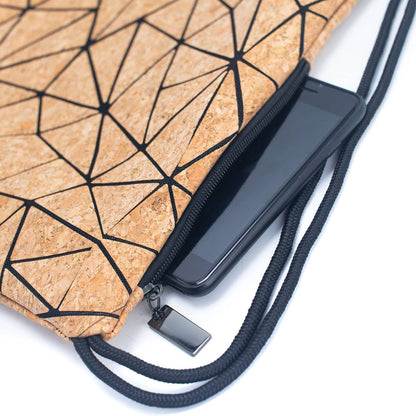 Geometric Drawstring  cork Backpack Sports BAG-2065