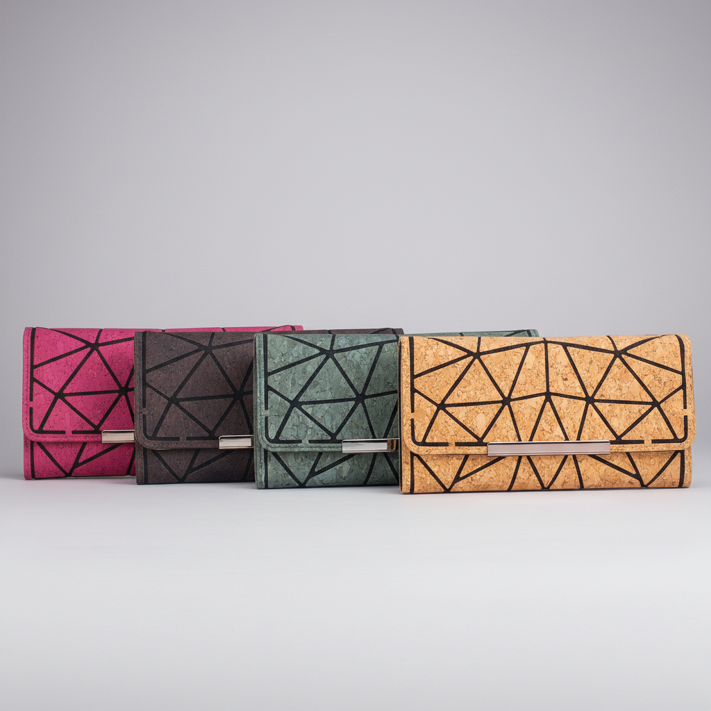 Trifold Geometric Vegan Cork Wallet BAG-2061 fold