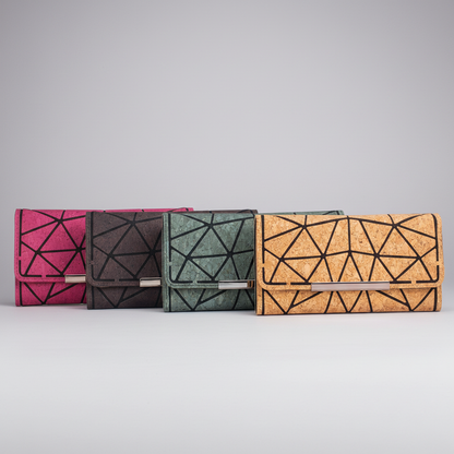 Trifold Geometric Vegan Cork Wallet BAG-2061 fold