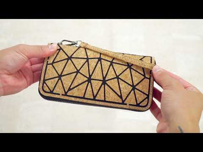 Multiple colour Geometric Cork Zipper Wallet BAG-2024