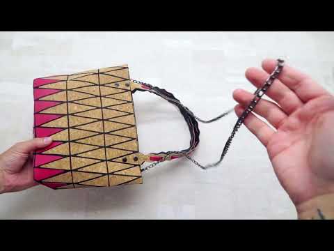 Pink black and lake blue Natural Cork Geometric handbags BAG-2212