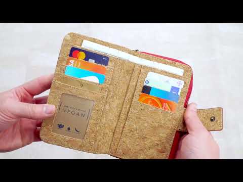 Cork Women's Rose&Plant Card Holder Mini-Flap Printed Wallet –BAG-2245