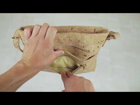 Golden cork fabric zipper handbag crossbody lady bag BAG-2279