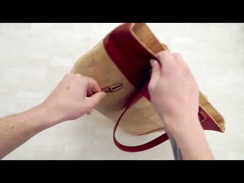 Cork with Color Charcoal style zipper women handbag BAGP-116