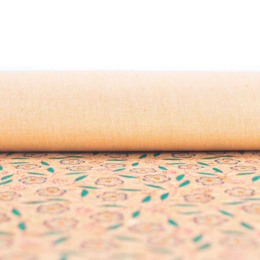 Natural Cork Fabric with Flowers Patterns COF-355-A
