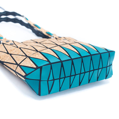 Pink black and lake blue Natural Cork Geometric handbags BAG-2212
