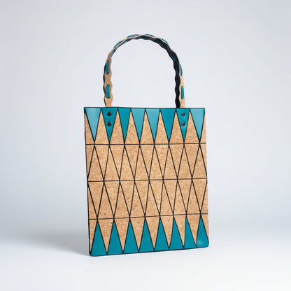 Pink black and lake blue Natural Cork Geometric Shopping Tote BAG-2211