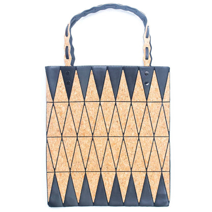 Pink black and lake blue Natural Cork Geometric Shopping Tote BAG-2211