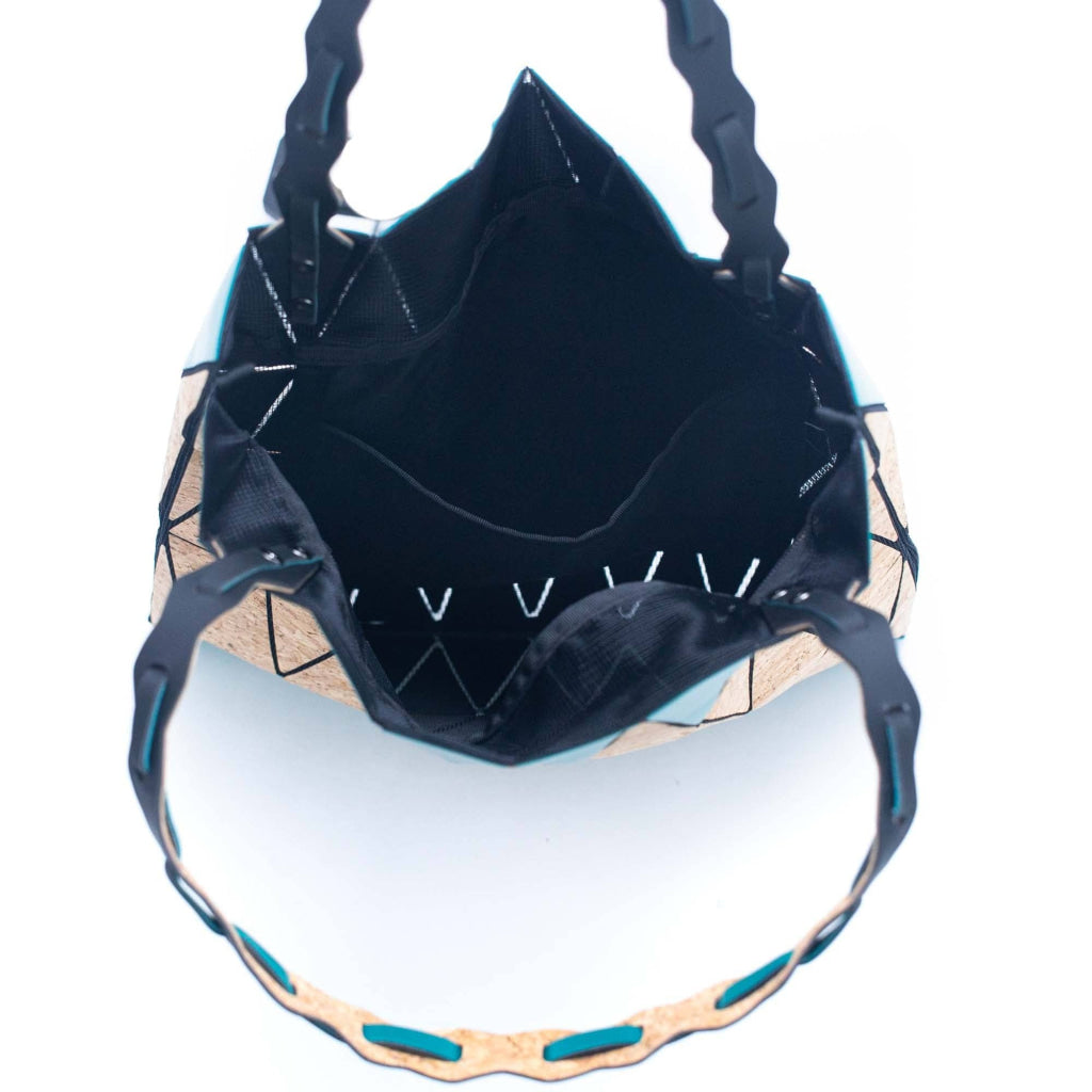 Pink black and lake blue Natural Cork Geometric Shopping Tote BAG-2211