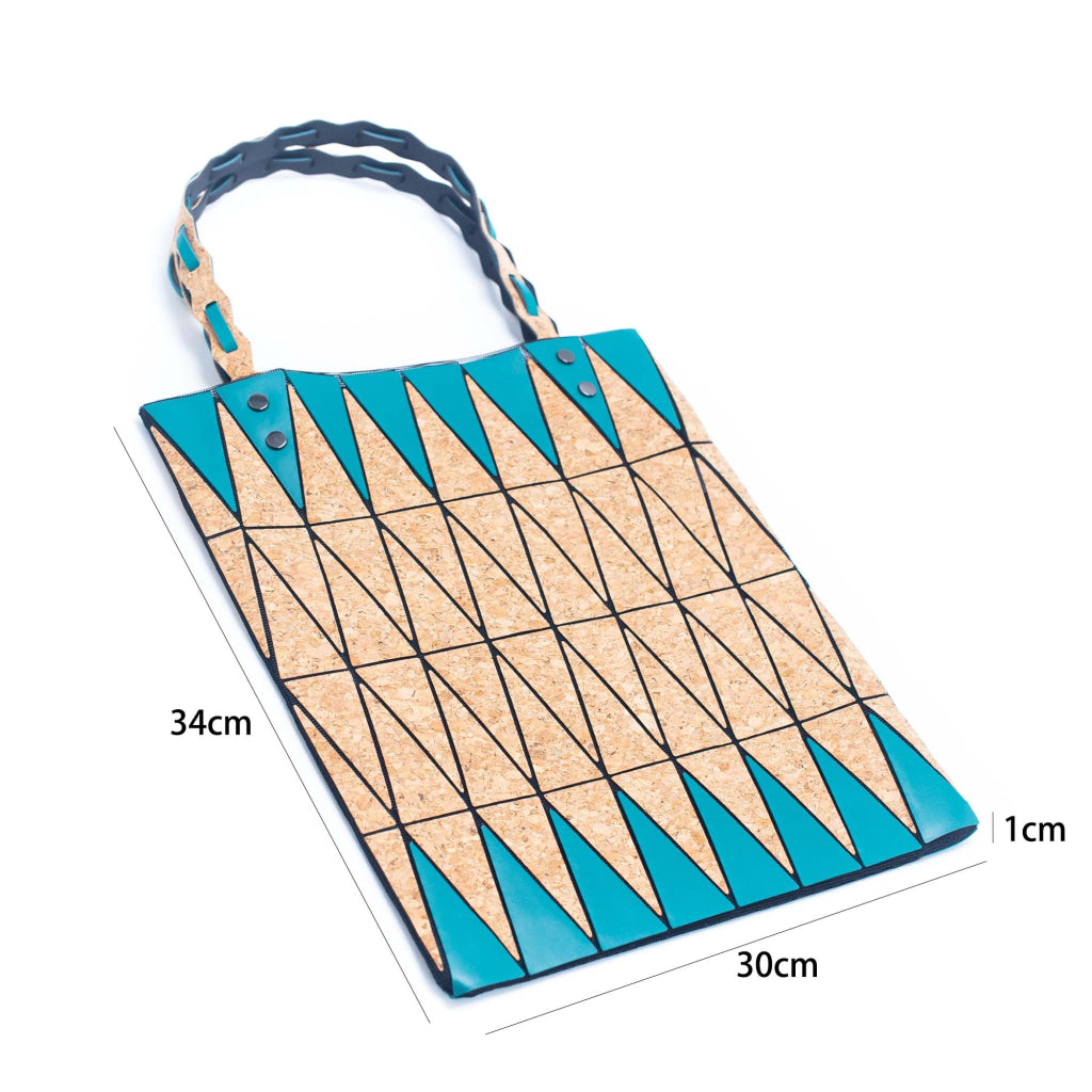 Pink black and lake blue Natural Cork Geometric Shopping Tote BAG-2211