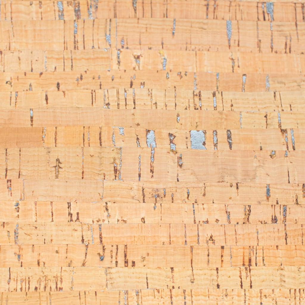 Rustic cork fabric with silver flecks COF-470