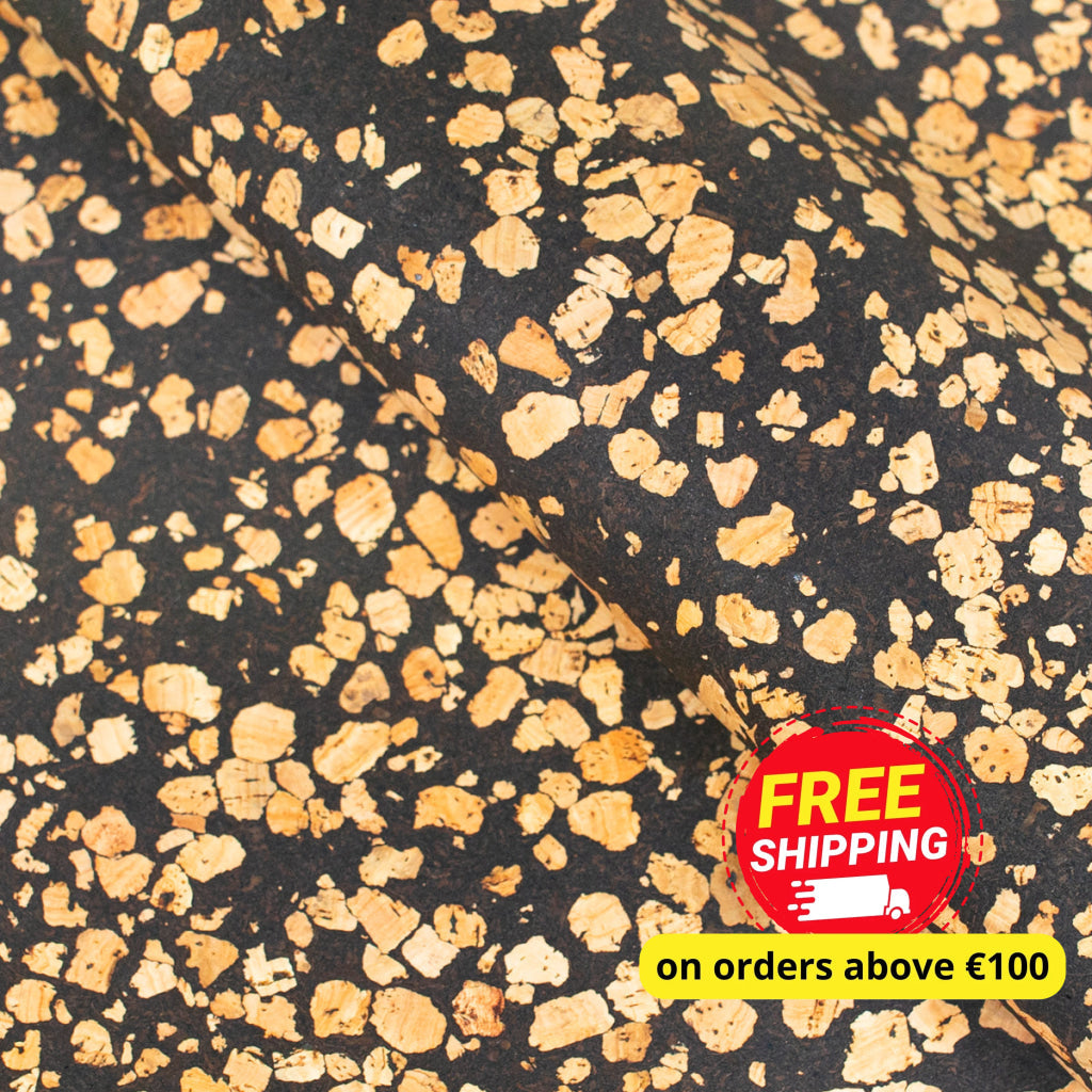 Speckled Black Cork Fabric COF-496