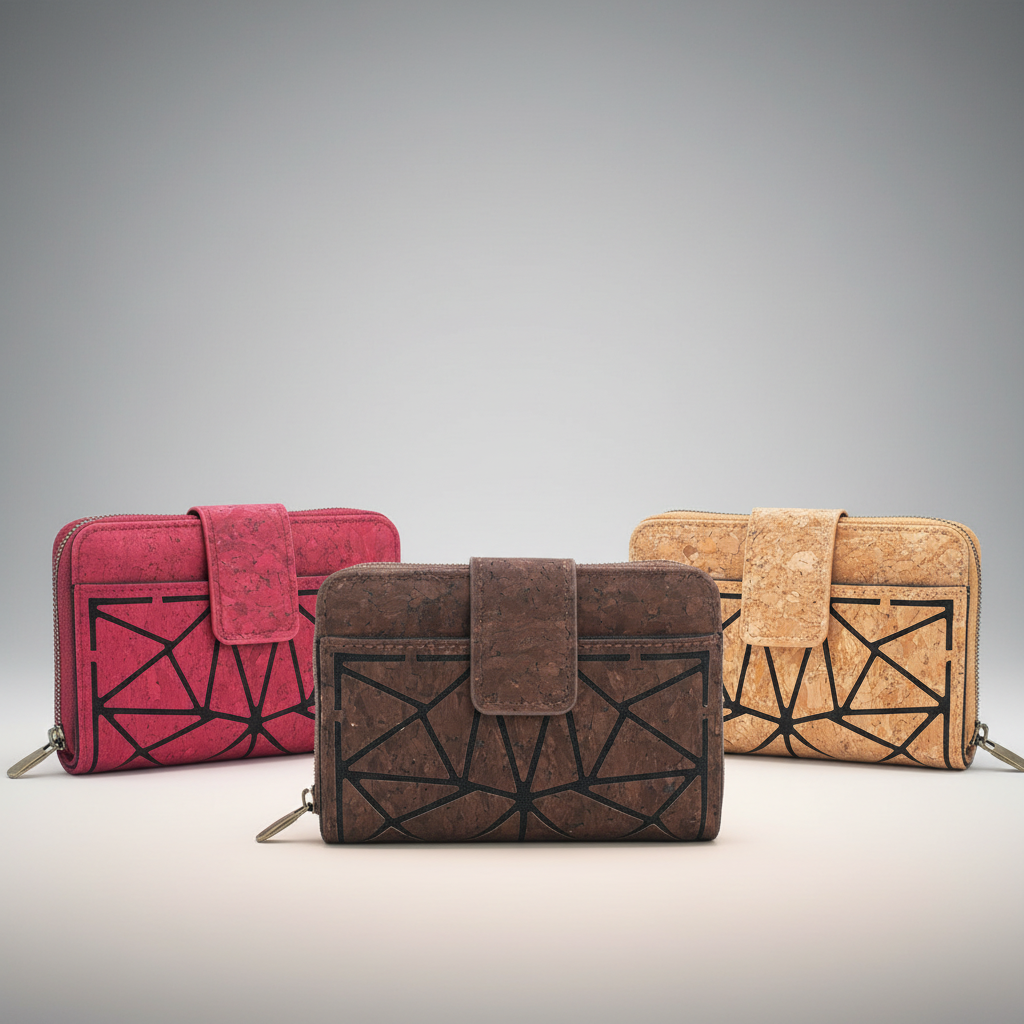 Cork Trifold Geometric Vegan women Wallet BAG-2243