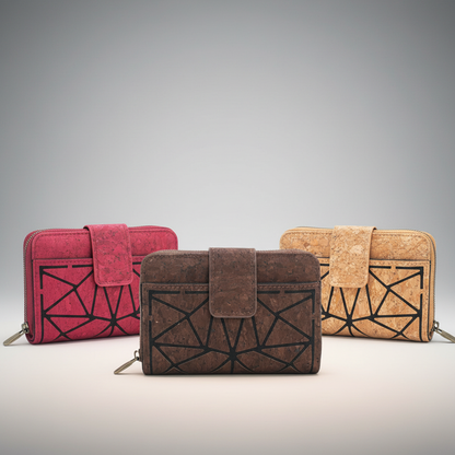 Cork Trifold Geometric Vegan women Wallet BAG-2243