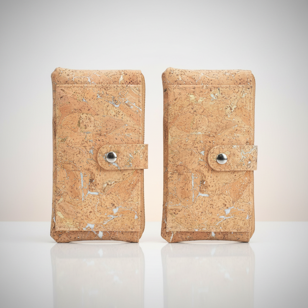 Gold and silver cork Slim card snap long wallet BAG-2234