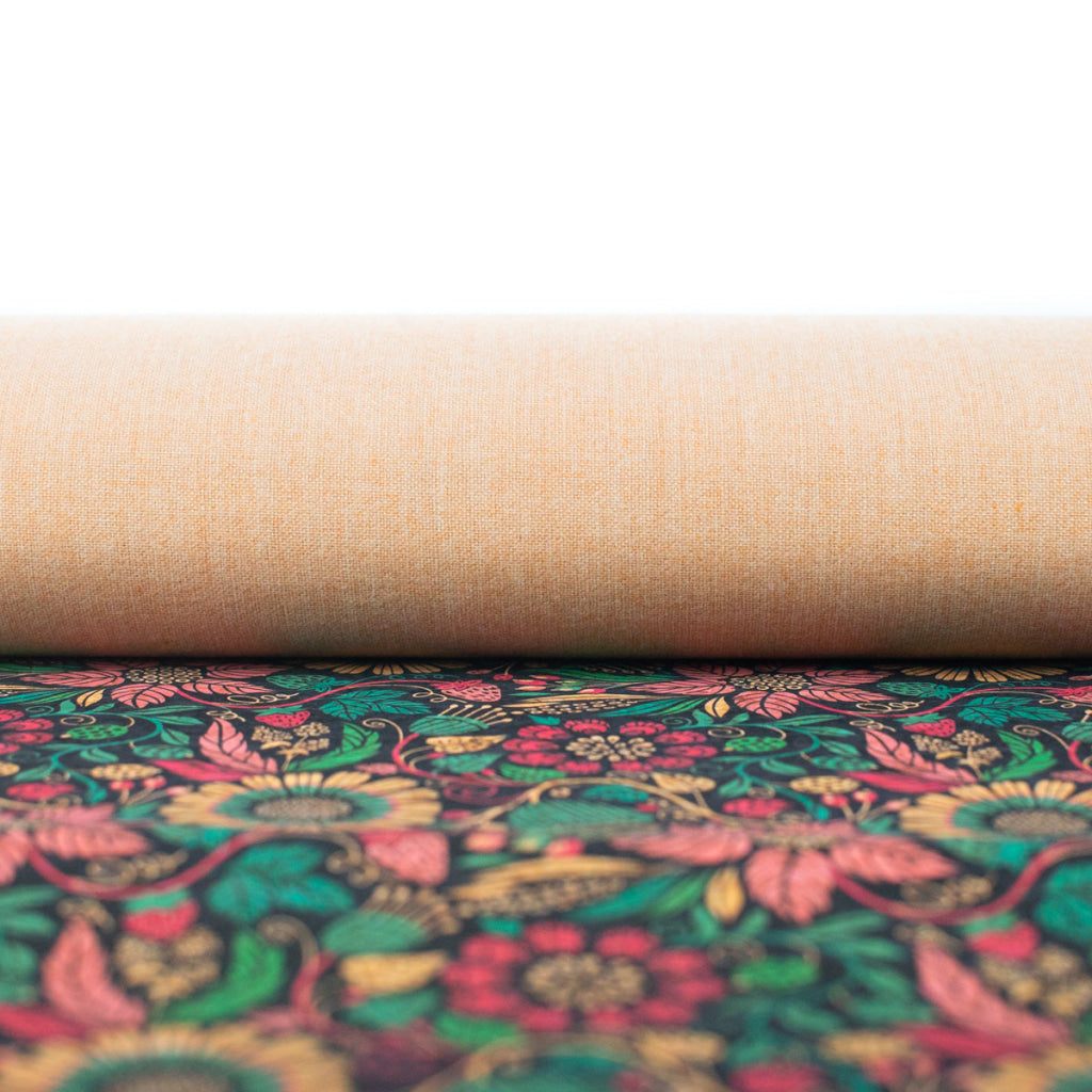 Vibrant Floral Patterned Cork Fabric COF-485
