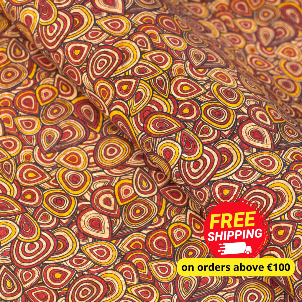 Vibrant Peacock Feather Inspired Cork Fabric COF-616