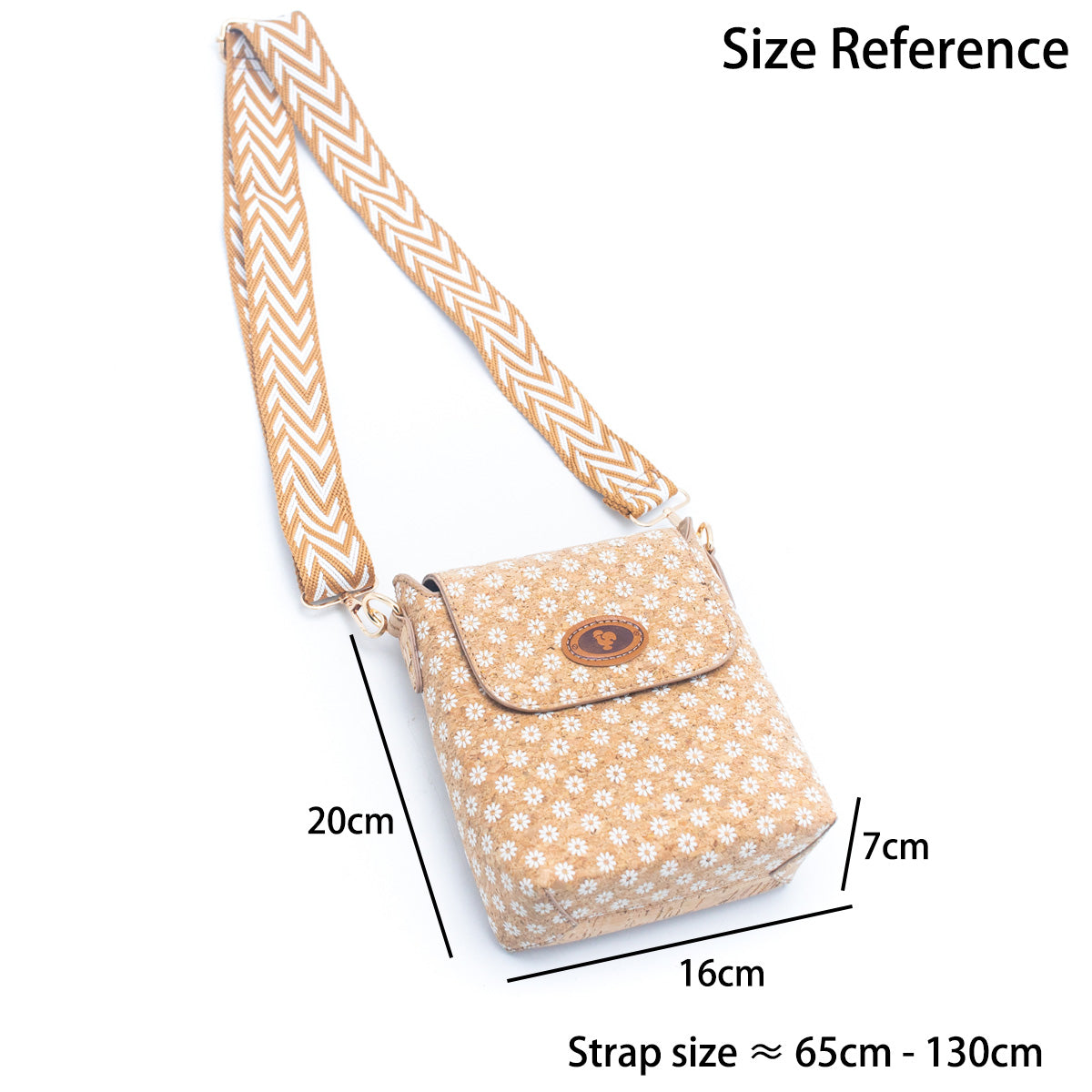 Natural Cork White Daisy Pattern Woven Shoulder Strap Ladies Crossbody Bag BAGD-276A