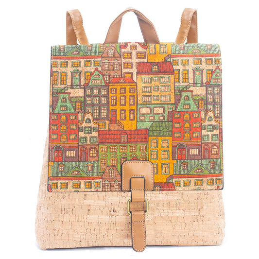Natural Cork printed pattern women's backpack BAGD-367