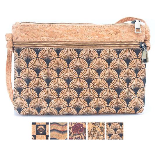 Cork with Patterned zipper crossbody bag BAG-2076-Crossbody