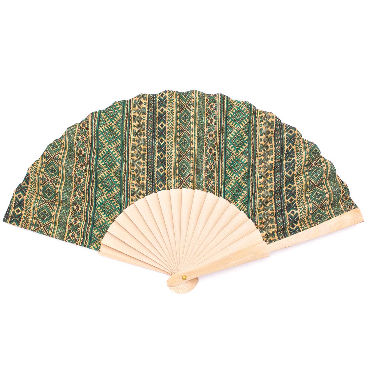 Cork Antique Wooden Folding Hand Fan L-029