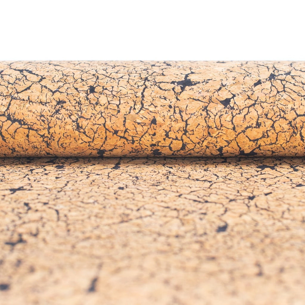 Black Crackle Effect Pattern Cork Fabric COF-360-A