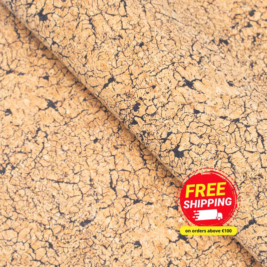 Black Crackle Effect Pattern Cork Fabric COF-360-A