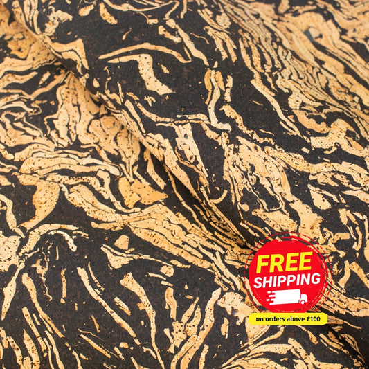 Coffee Swirl: Natural Cork Fabric with Embedded Coffee Bean COF-490