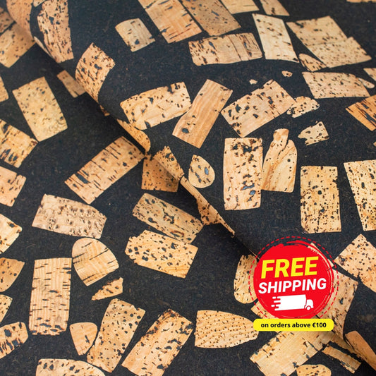 Cork Fabric Blended with Coffee Beans - Natural Cork Material COF-364-B