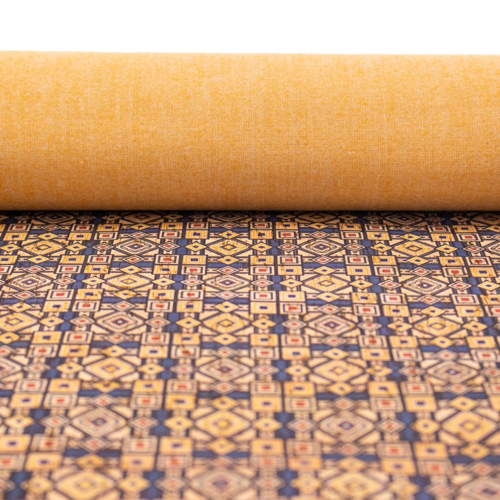 Cork fabric portuguese ceramic tile mosaic pattern COF-299