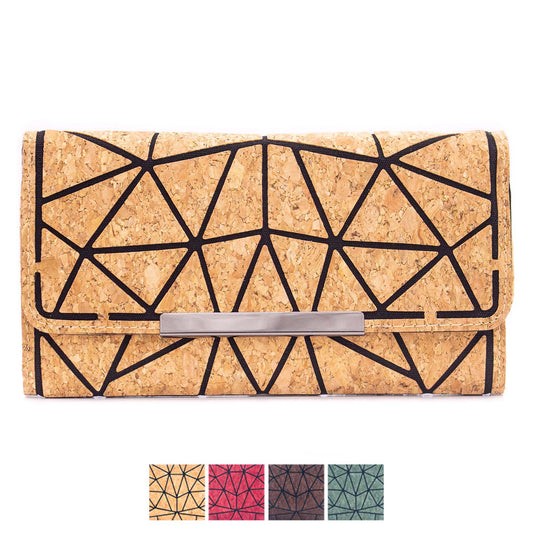 Trifold Geometric Vegan Cork Wallet BAG-2061 fold
