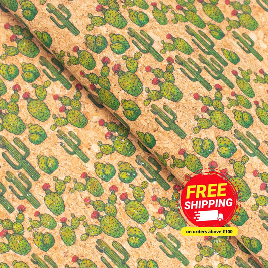 Desert Cactus Desert Patterns Cork Fabric COF-254