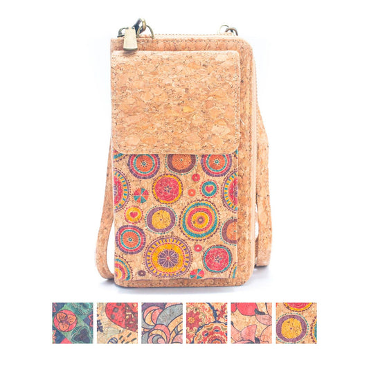 Natural Cork Crossbody Zipper Wallet with Phone BAG-2239