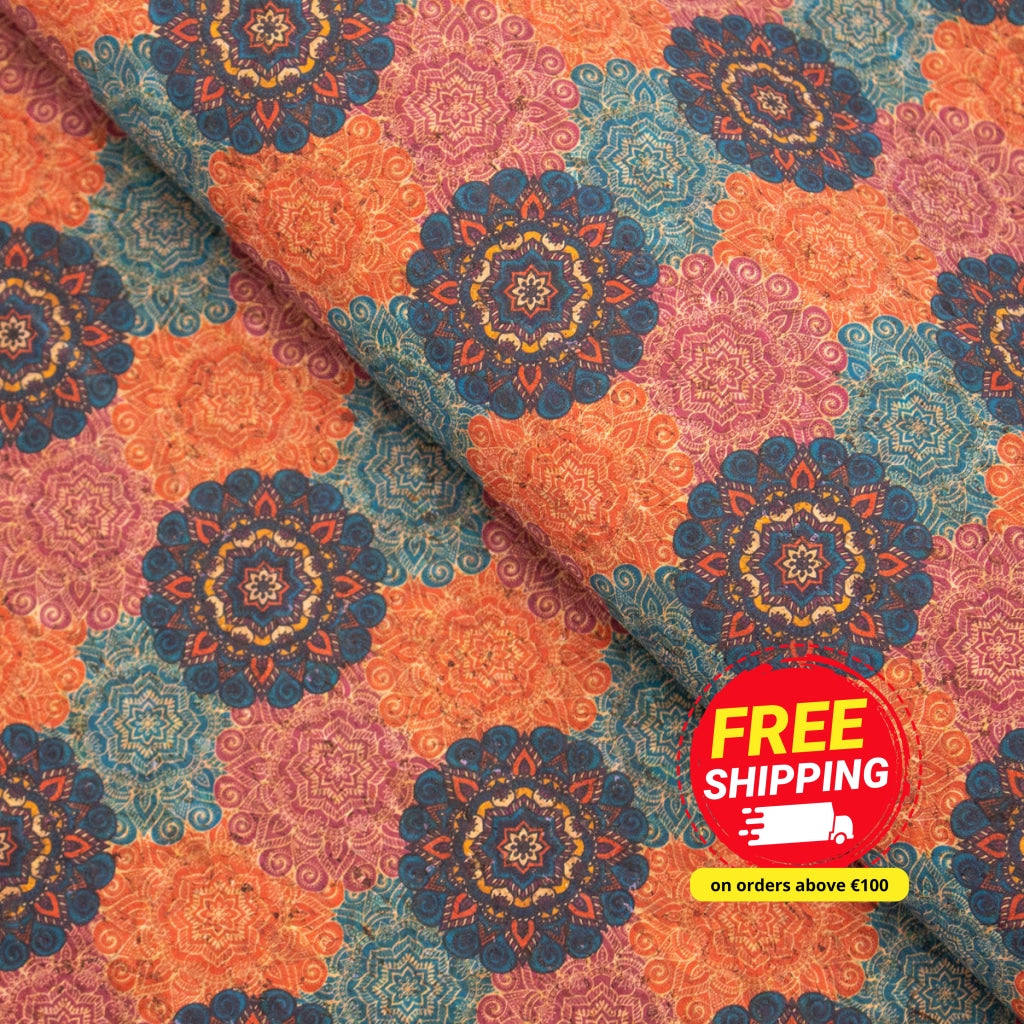 Flower pattern cork fabric cork sheet korkstoff COF-310