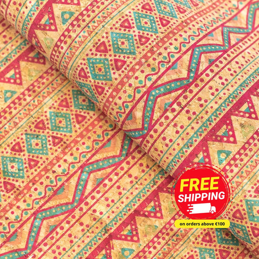 Fresh Native Stripes, Cork fabric- COF-350-A