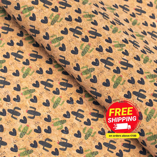 Happy Cactus, Cork Fabric COF-331-A