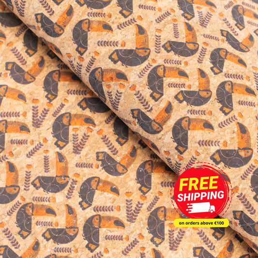 Pecan and Twig Cork Fabric COF-358-A