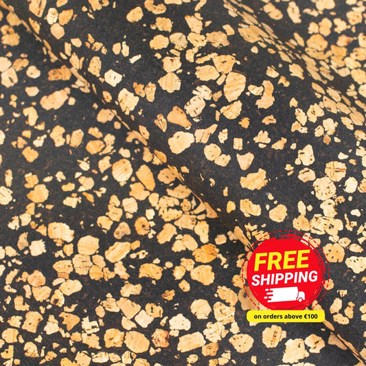 Speckled Black Cork Fabric COF-496