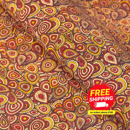 Vibrant Peacock Feather Inspired Cork Fabric COF-482